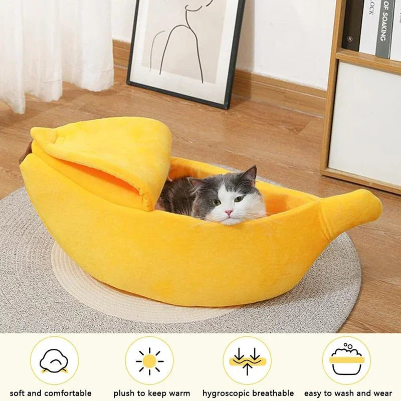 Cozy Banana Shaped Dog & Cat Bed