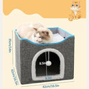 Foldable Cat House with Scratch Pad & Fluffy Ball
