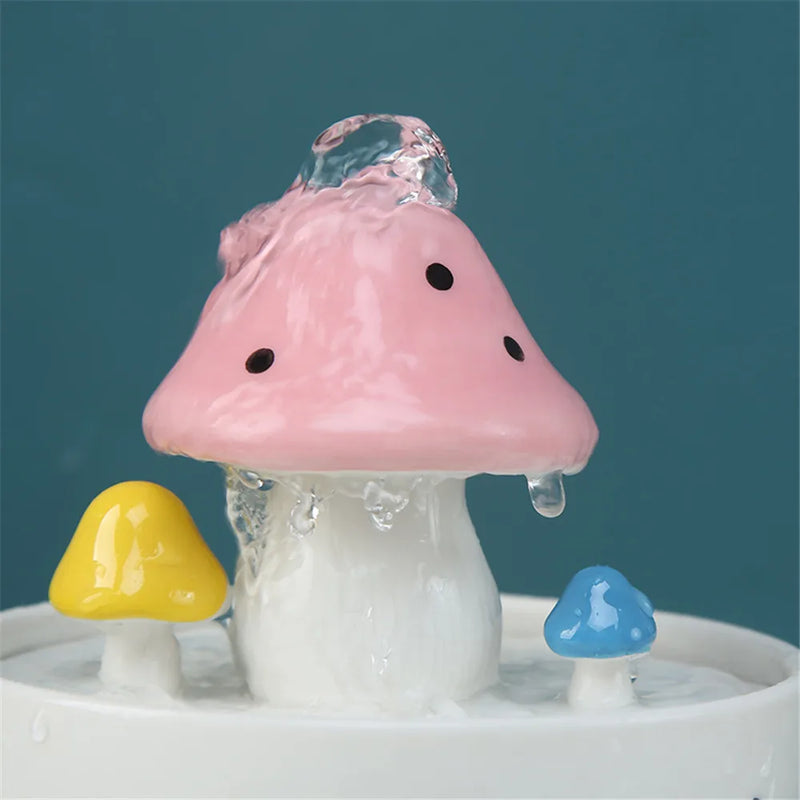 Ceramic Mushroom Cat Water Fountain