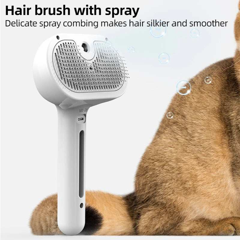 Self-Cleaning Pet Grooming Comb with Spray