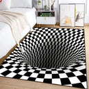 3D Vortex Illusion Black and White Rug