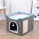 Foldable Cat House with Scratch Pad & Fluffy Ball
